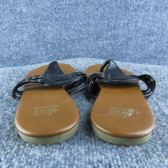 Montego Bay Club Women Flip Flop Sandal Shoes Size 7 Medium Black Synthetic - Picture 5 of 9